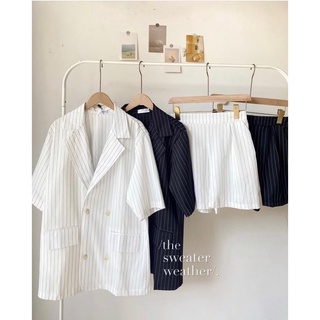 Set áo vest trắng đen và quần short cùng màu