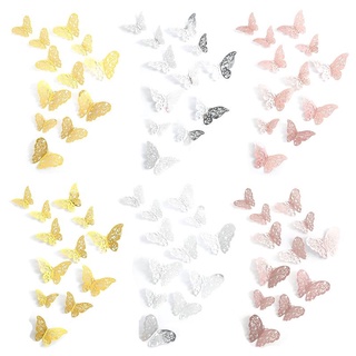 com 12 Pcs 3D for Butterfly Wall Stickers Removable Hollow Decals Wedding