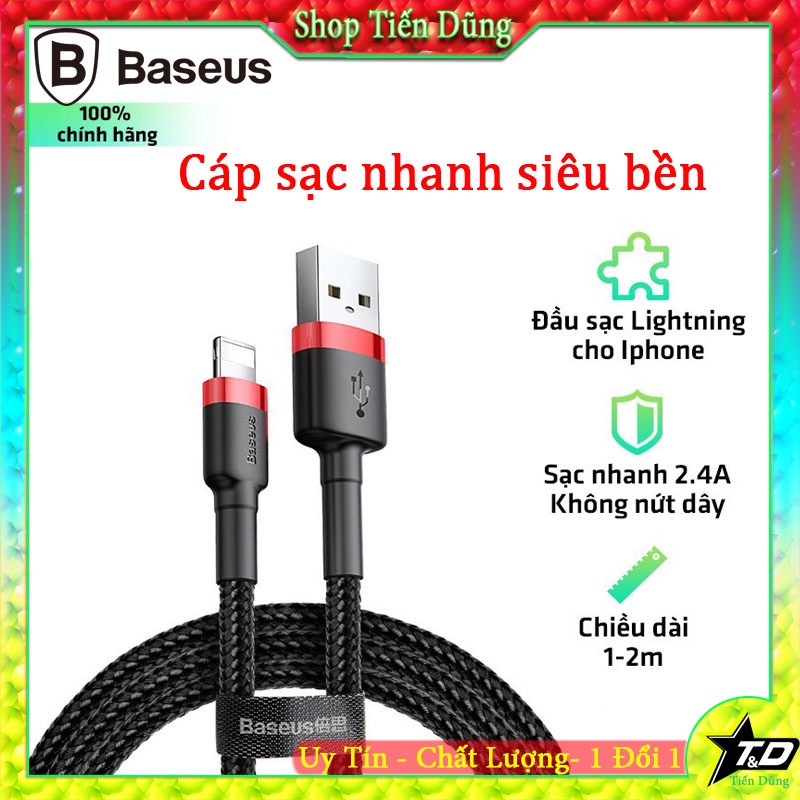 Cáp Sạc Nhanh Baseus CALKLF B19 Truyền Tốc Độc 2.4A Dây Dù Chống Đức Gẫy Chính hãng