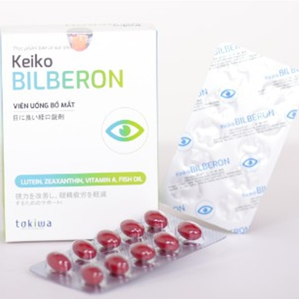 Bổ mắt Keiko Bilberon – hỗ trợ giảm mỏi mắt, khô mắt, giúp mắt sáng khỏe, hạn chế thoái hóa điểm vàng (20 viên)