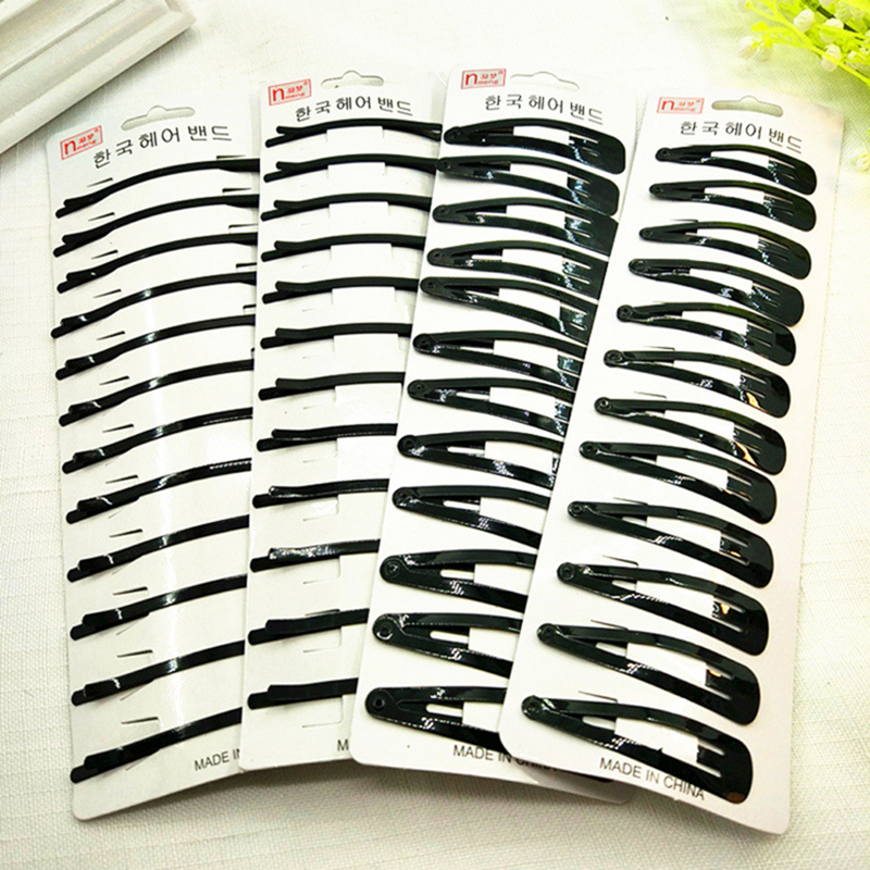 Set 12 Kẹp Tóc Màu Đen Thiết Kế Đơn Giản Cho Nữ