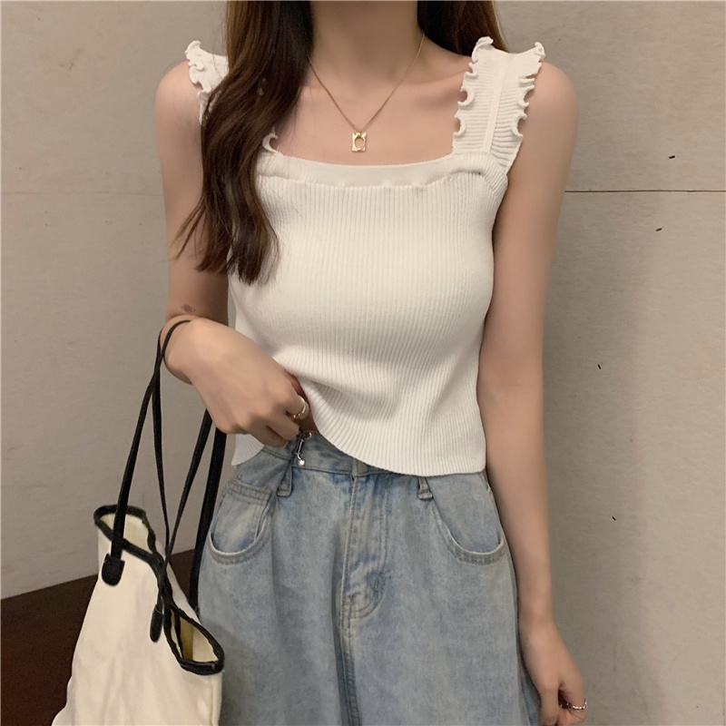 SUXI Áo Dệt Kim Hai Dây Màu Sắc Thời Trang Mùa Hè Cho Nữ