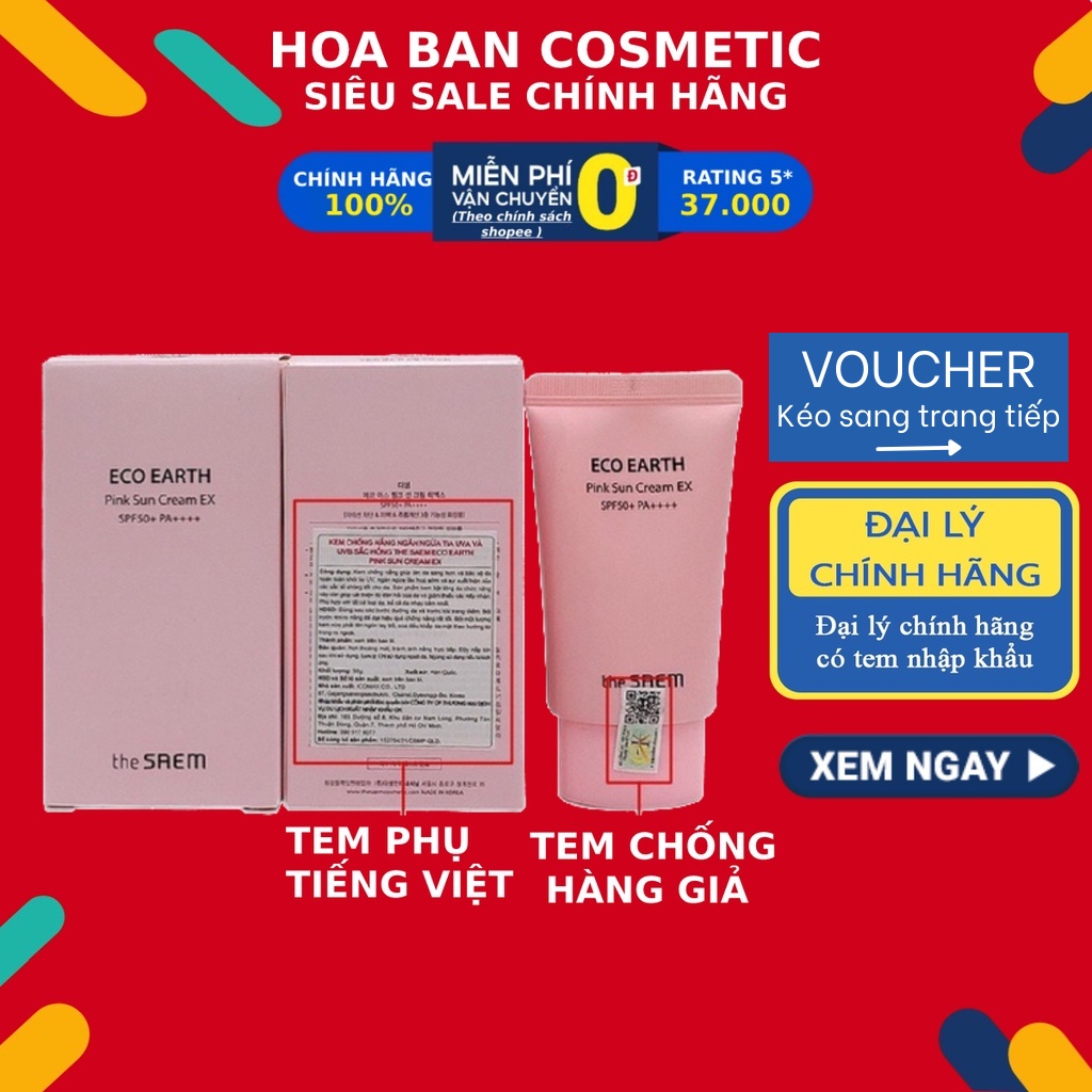 Kem Chống Nắng The Saem Kcn Eco Earth Power Sun Cream EX - Hoa Ban Cosmetic