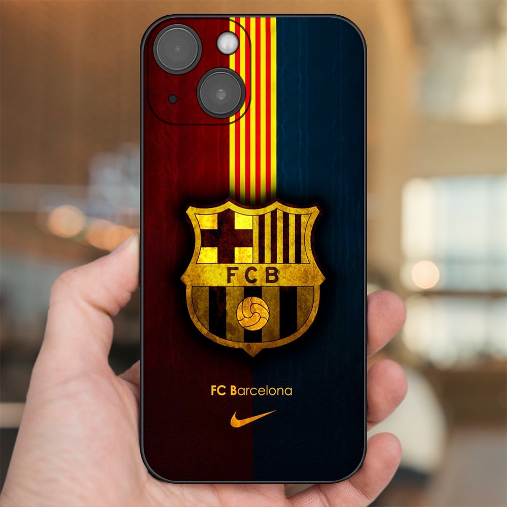 Ốp lưng iPhone 13 dẻo đen cạnh vuông in hình Barcelona Barca