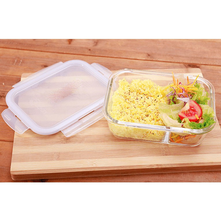 Hộp đựng cơm và thức ăn mang đi làm sử dụng được trong lò vi sóng với 2 ngăn riêng biệt độc đáo tiện lợi