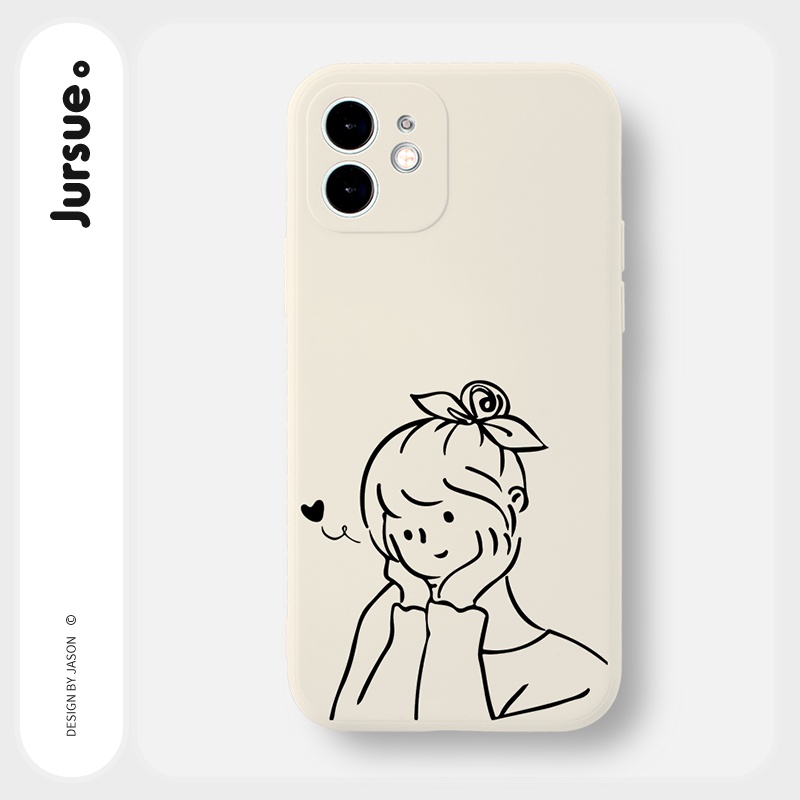 Ốp lưng JURSUE hoạt hình cặp đôi dễ thương đẹp cho iPhone 13 12 11 Pro Max SE 2020 X XR XS ip 8 7 6 6S Plus kute Y225