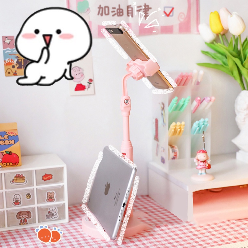 Giá đỡ 2 điện thoại đa năng thiết kế xoay được 360° in hình cute