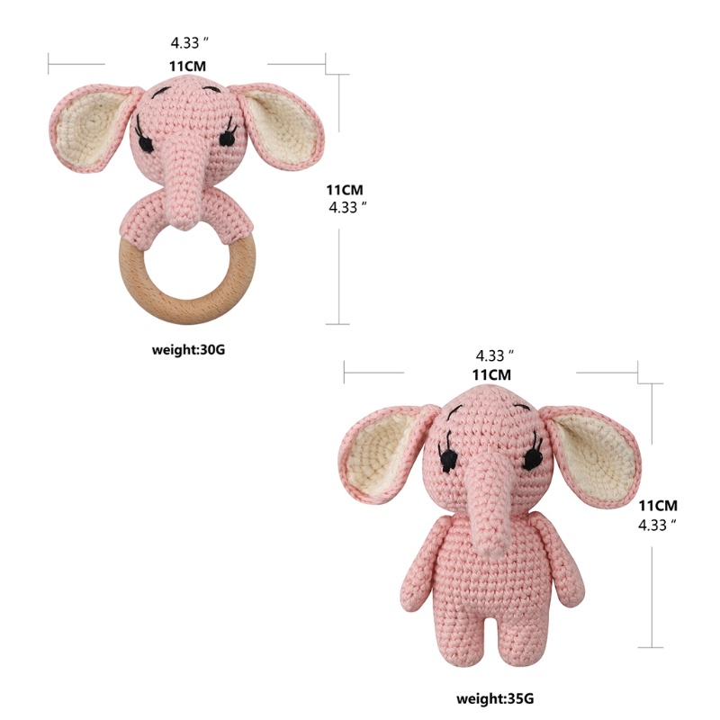 Đồ Chơi Lục Lạc Hình Động Vật Bằng Cotton Đan Móc Dễ Thương Cho Bé Sơ Sinh Mọc Răng