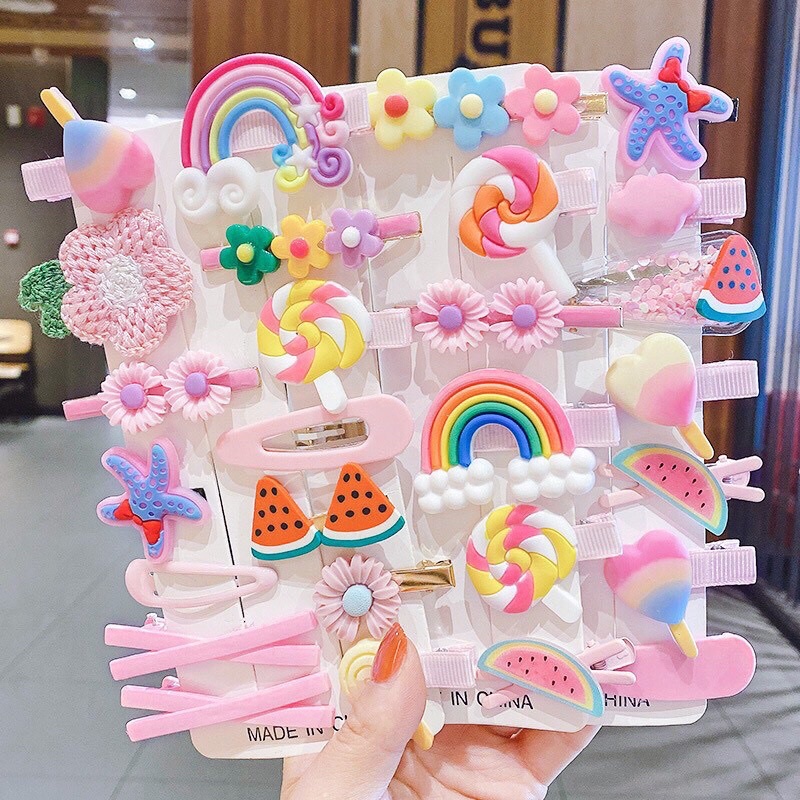 14 Chiếc Kẹp Tóc Dành Cho Bé Gái Nhiều Kiểu Dáng Màu Sắc Dễ Thương Phong Cách Hàn Quốc Phụ Kiện Tóc