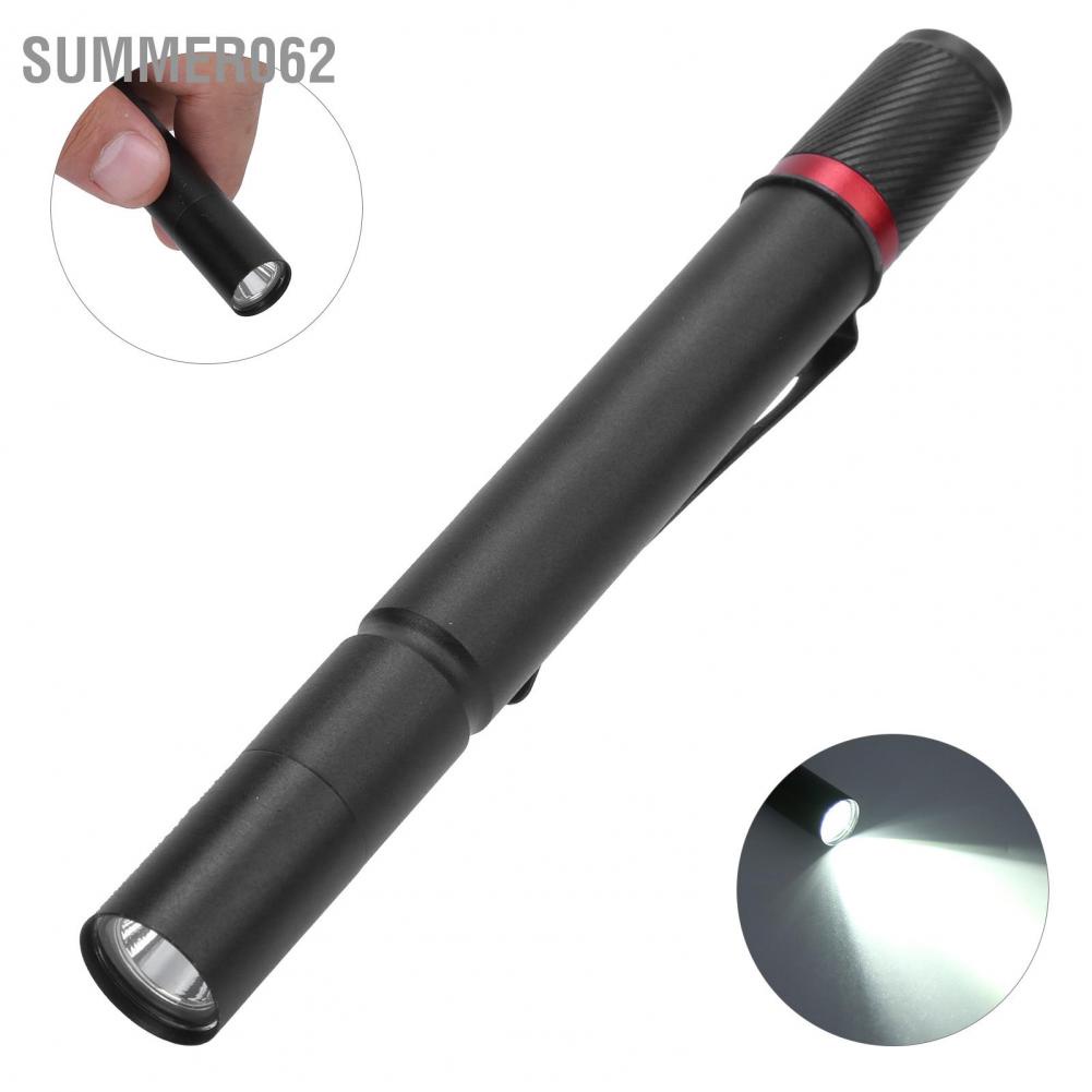 Trong kho Đèn pin LED Ánh sáng mạnh Đèn bút di động ngoài trời Mini Pocket với giá đỡ bút (Đen)  Giao hàng nhanh chóng  Summer062