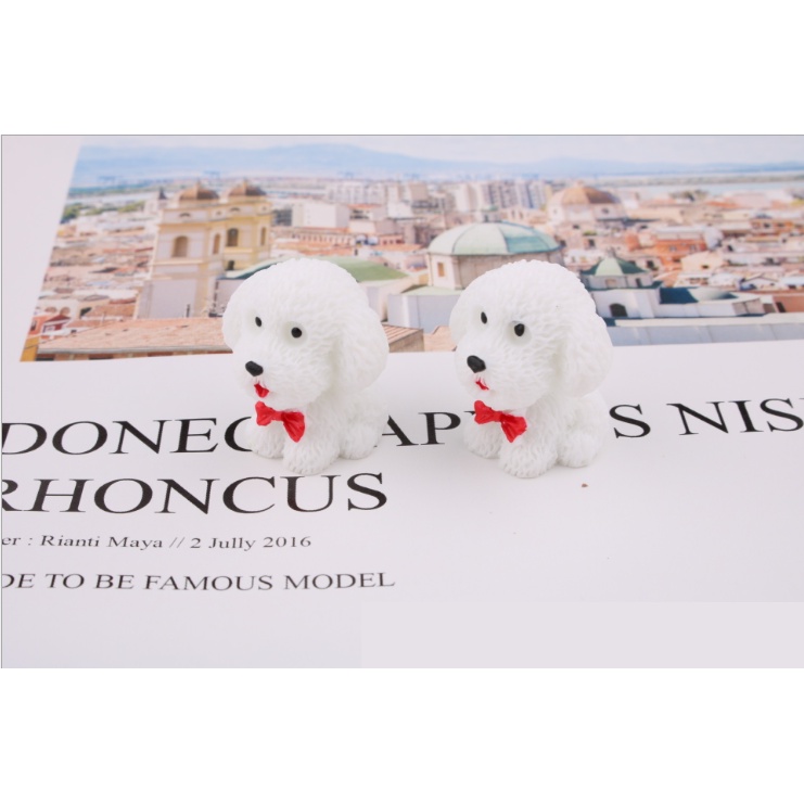 Tượng chó Poodle xinh xắn trang trí bàn làm việc, ô tô ...