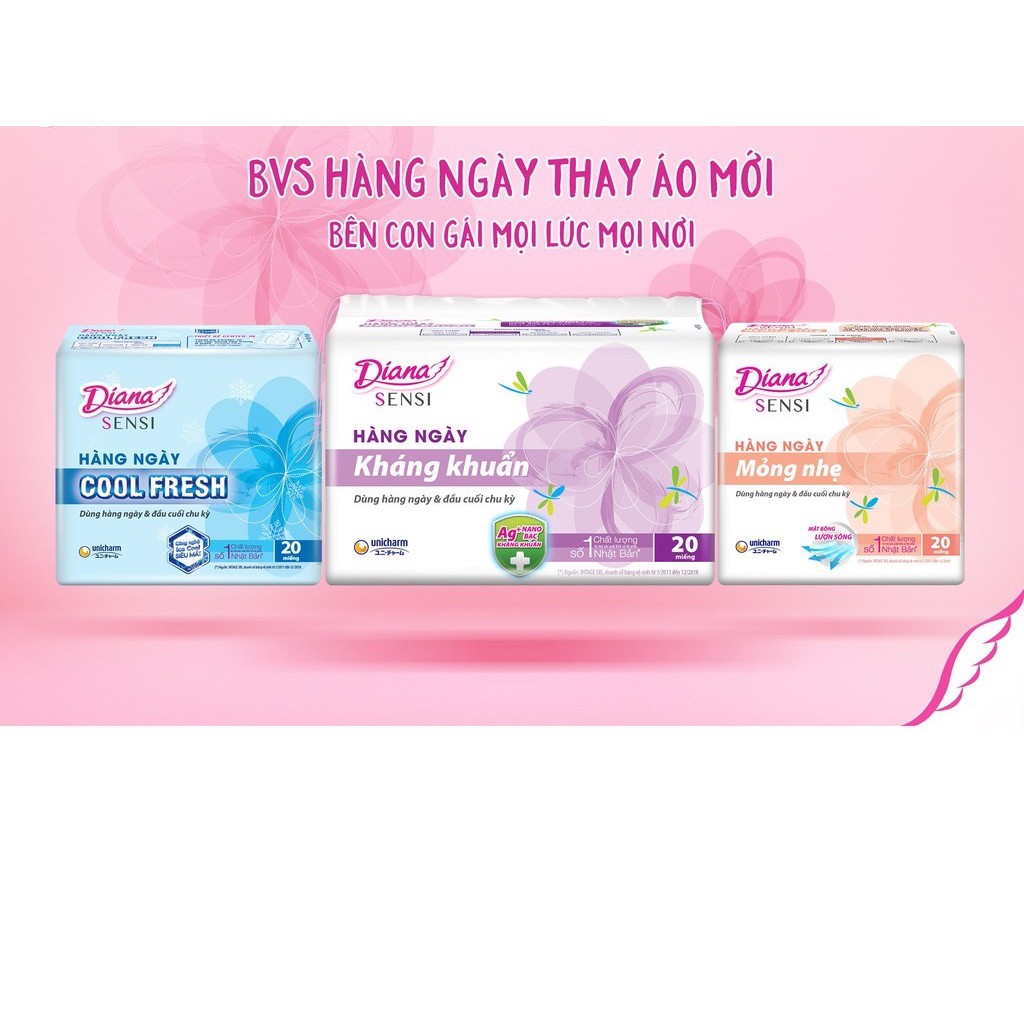 Băng vệ sinh Diana hàng ngày Sensi Cool Fresh gói 20 miếng