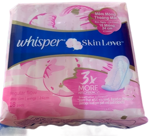 Băng vệ sinh Whisper Skinlove siêu mỏng 24cm (10 miếng/gói)