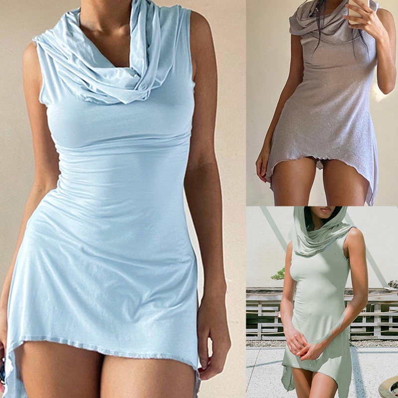 Đầm Mini Nữ Cổ Lọ Nhấn Eo Cao In Hoa Thời Trang