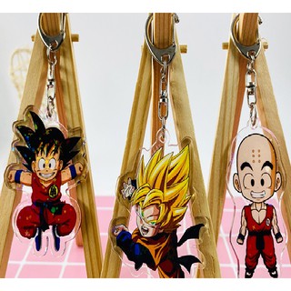 Móc khóa 2D nhân vật 7 viên ngọc rồng (Dragon Ball) nhựa cứng trong acrylic Songoku Cadic Vegeta Fide, Lích Tên...