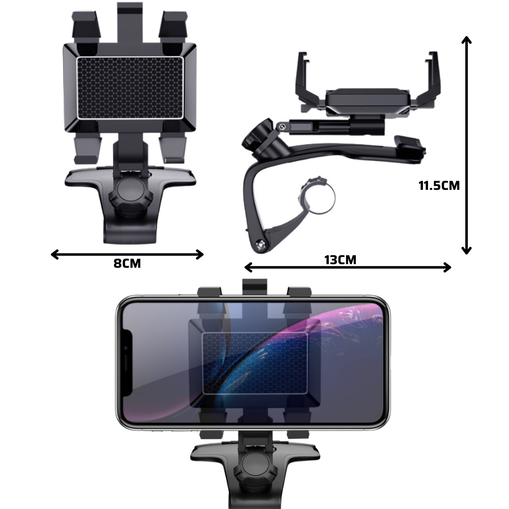 Giá đỡ kẹp điện thoại vô lăng để trên xe hơi ô tô xoay 360 độ chống rung treo đa điểm trên taplo, gương chiếu hậu