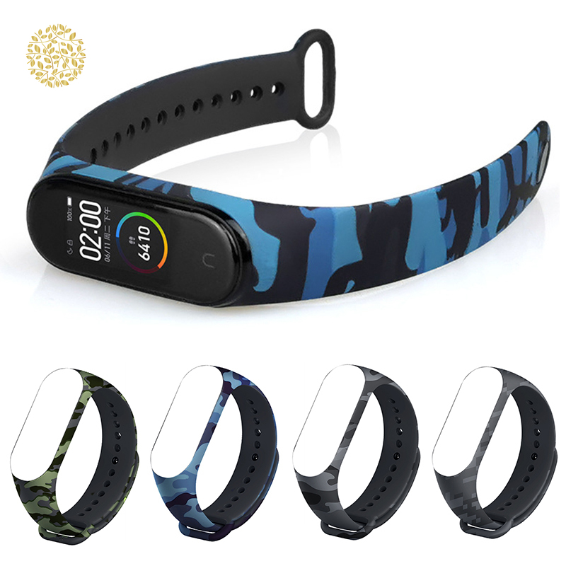 Dây Đeo Thay Thế Làm Từ Chất Liệu Silicon Hoạ Tiết Rằn Ri Cho Mi Band 3 / 4