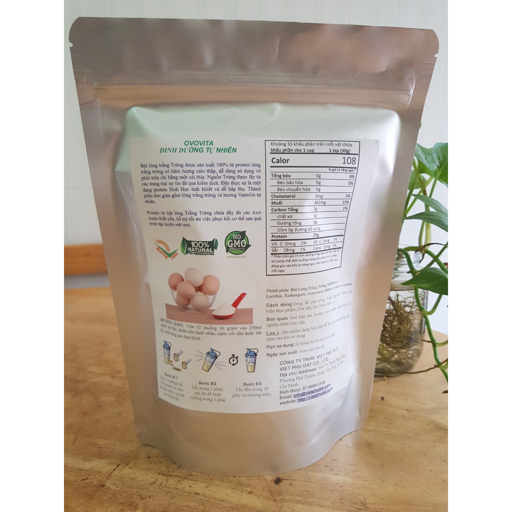 Protein bột lòng trắng trứng Ovovita Tăng cân, tăng cơ (Vani-500gr)