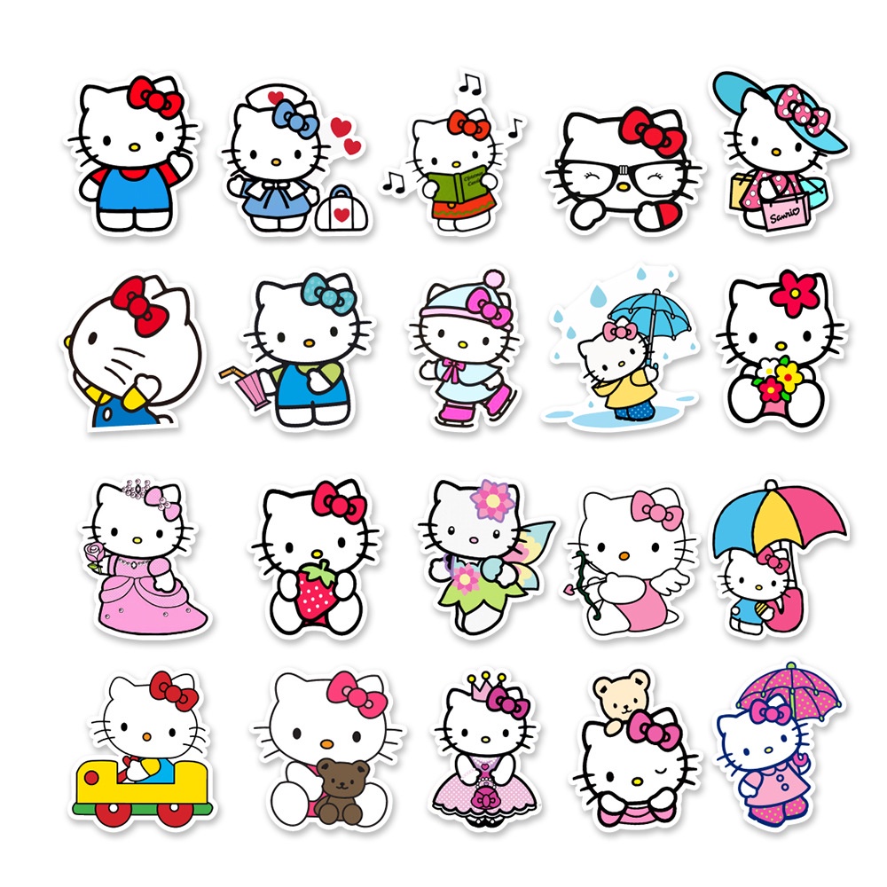 Sticker Cute Trang Trí Mũ Bảo Hiểm Nhãn Dán Chống Thấm Nước Sticker Hoạt Hình animal Dán Laptop mẫu mèo Kitty