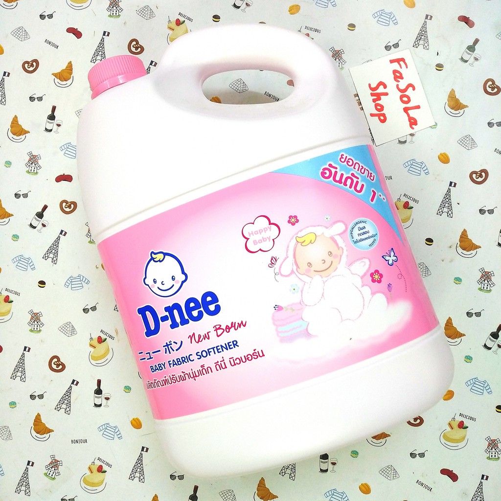 Nước giặt / xả D-NEE dnee Thái Lan can 3000ml nắp trắng hồng tím xanh lá trẻ em baby new born fabric softener detergent