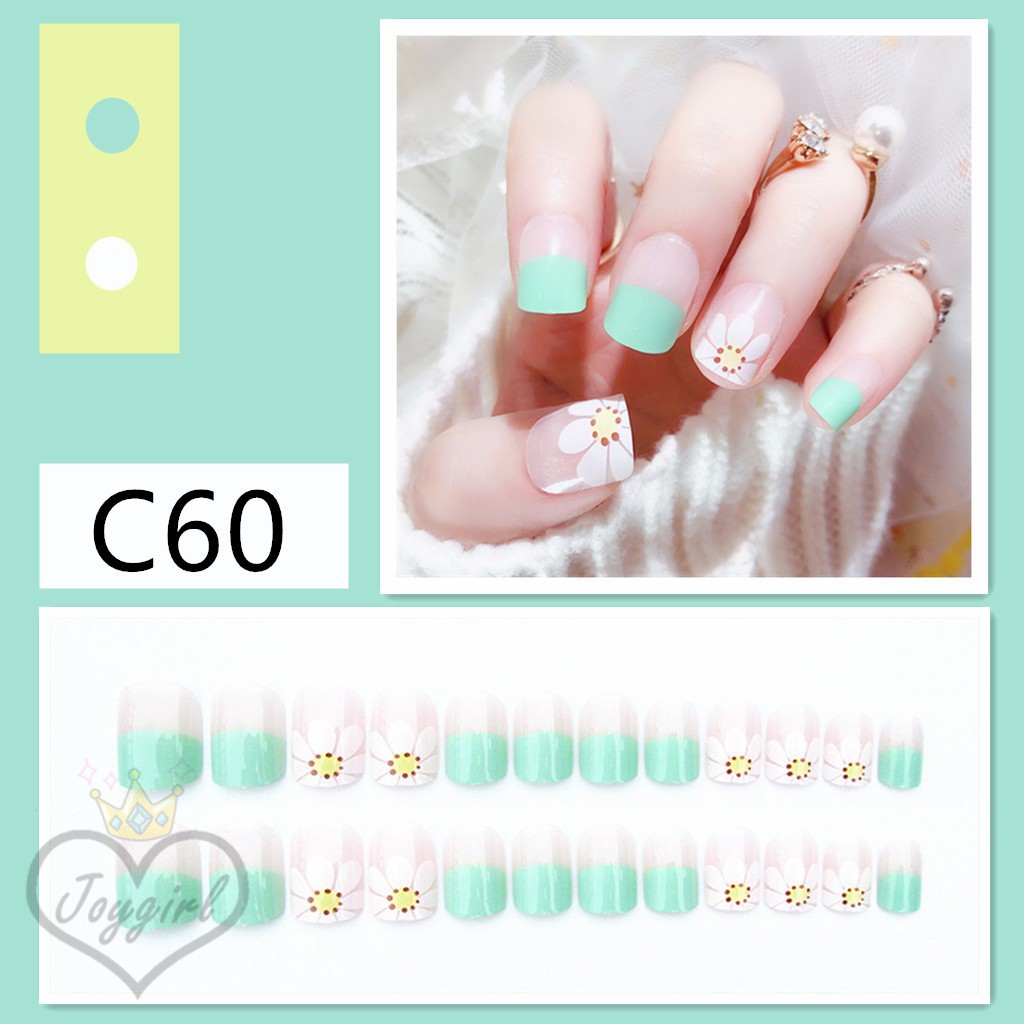 Bộ 24 móng tay giả nghệ thuật kèm keo dán tiện dụng C70