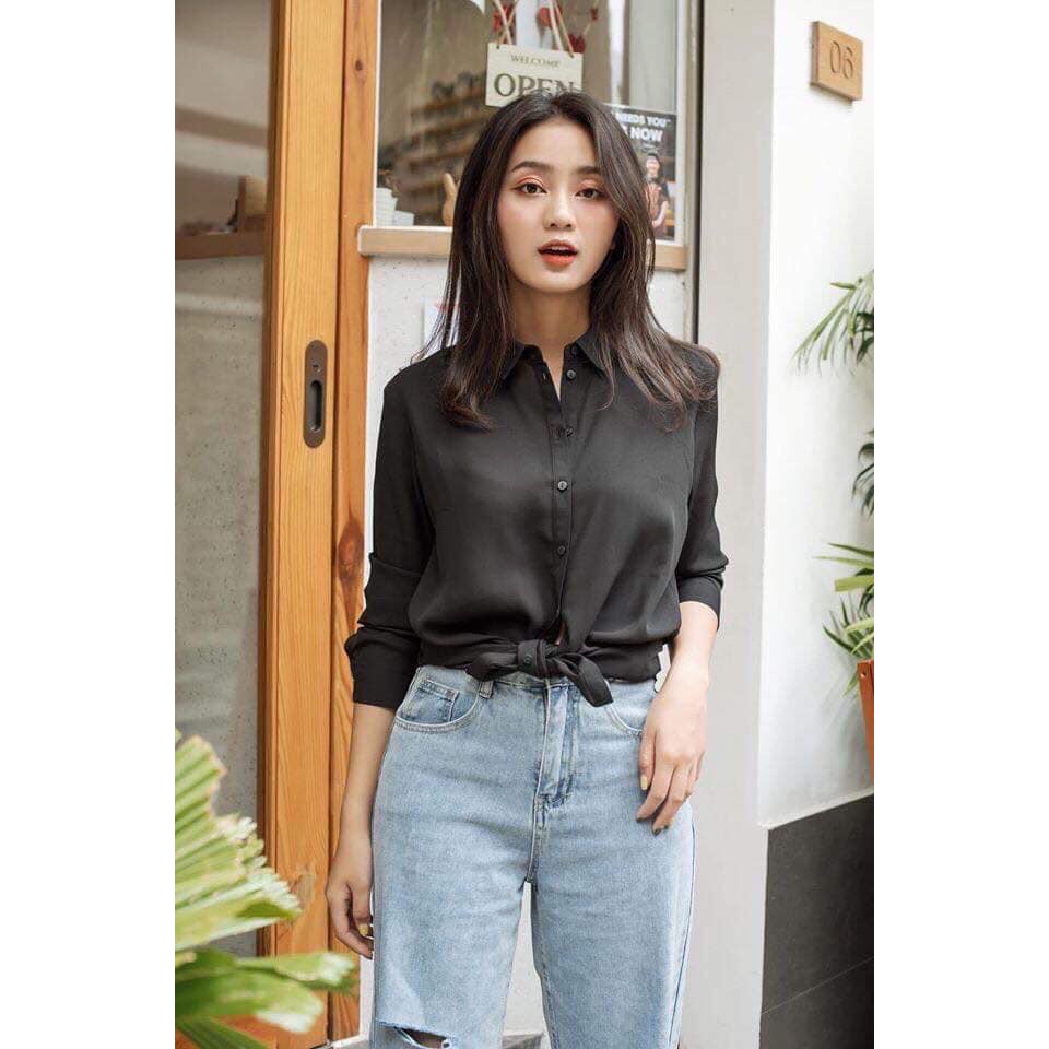 Áo sơ mi nữ voan họa tiết hàng xuất khẩu