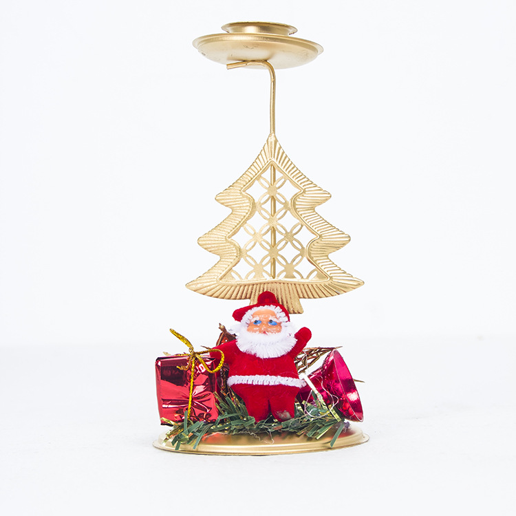 Christmas Candle Holder/Santa Snowflake Iron Candlestick Ornament/Home Desktop Decoration