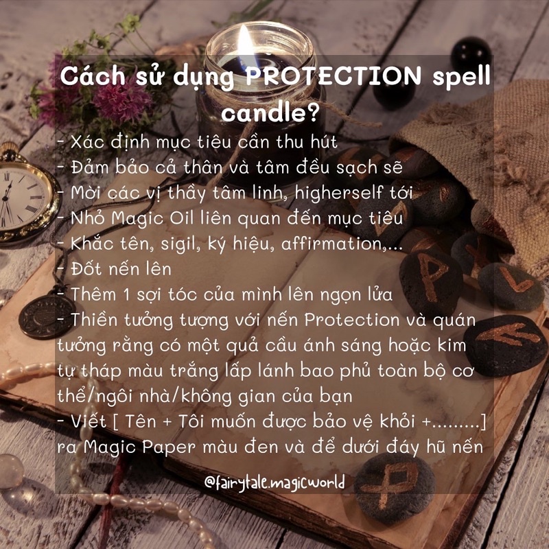 PROTECTION spell candle | Nến hỗ trợ bảo vệ vòng hào quang ánh sáng, bảo vệ khỏi những năng lượng xấu