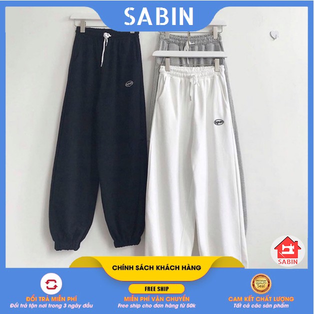 [BÁN SỈ] Quần Jogger SPUN 2 Màu ống rộng Unisex đi chơi mặc nhà FREE SIZE DƯỚI 60KG - Quần baggy nữ SABI SHOP