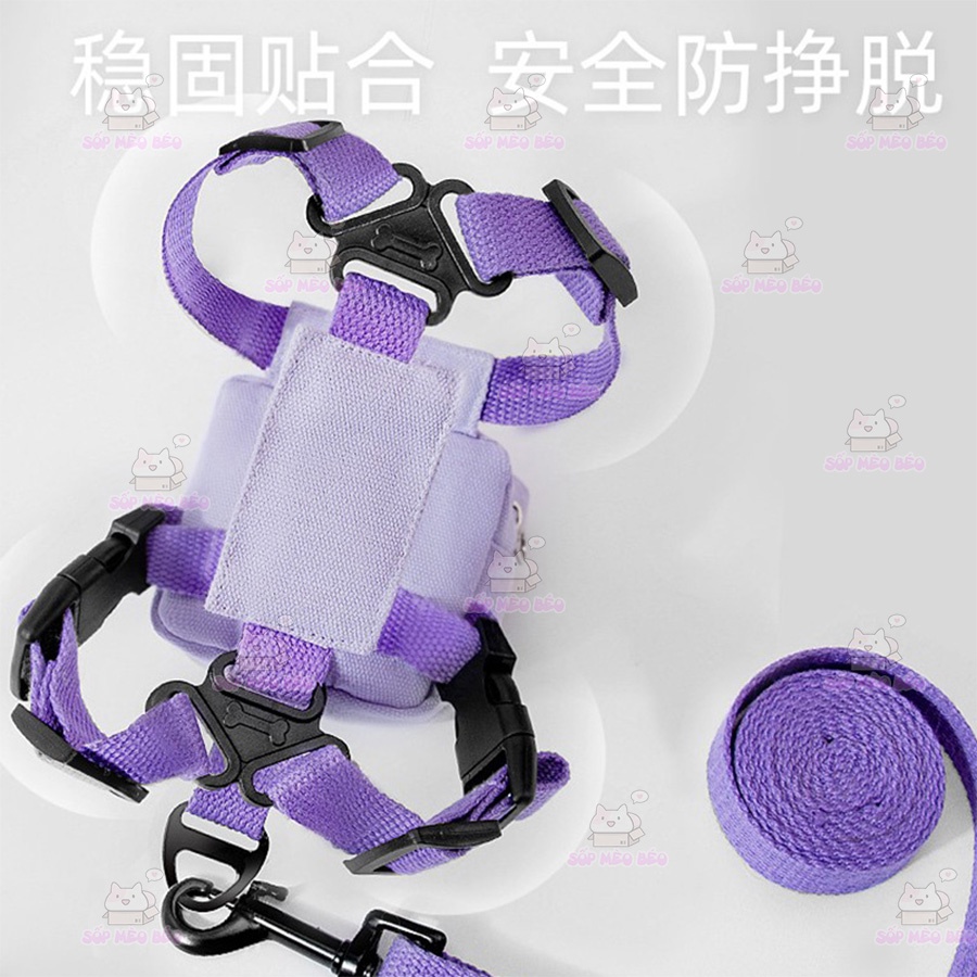 Balo kèm dây dắt cho Mèo mang đi chơi đựng bánh và súp thưởng xinh xắn