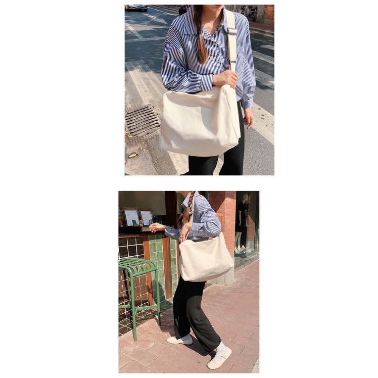 Túi xách JASMIN NOIR vải canvas cỡ lớn thiết kế đơn giản thời trang cho nữ