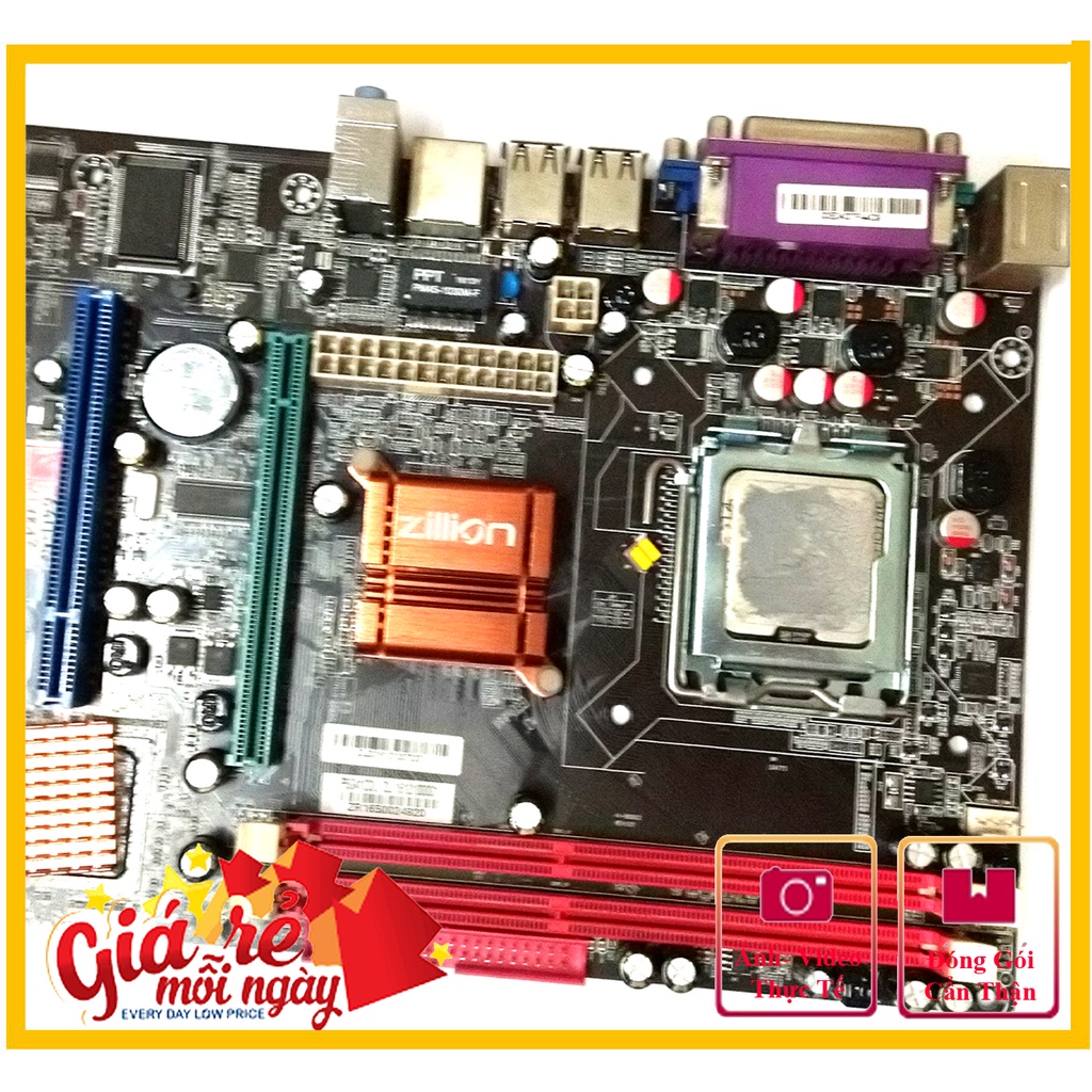 Combo Main G41 DDR3 socket 775 cổng LPT Parallel song song+ Chip E5300+ Quạt+ Keo gói tản nhiệt CPU