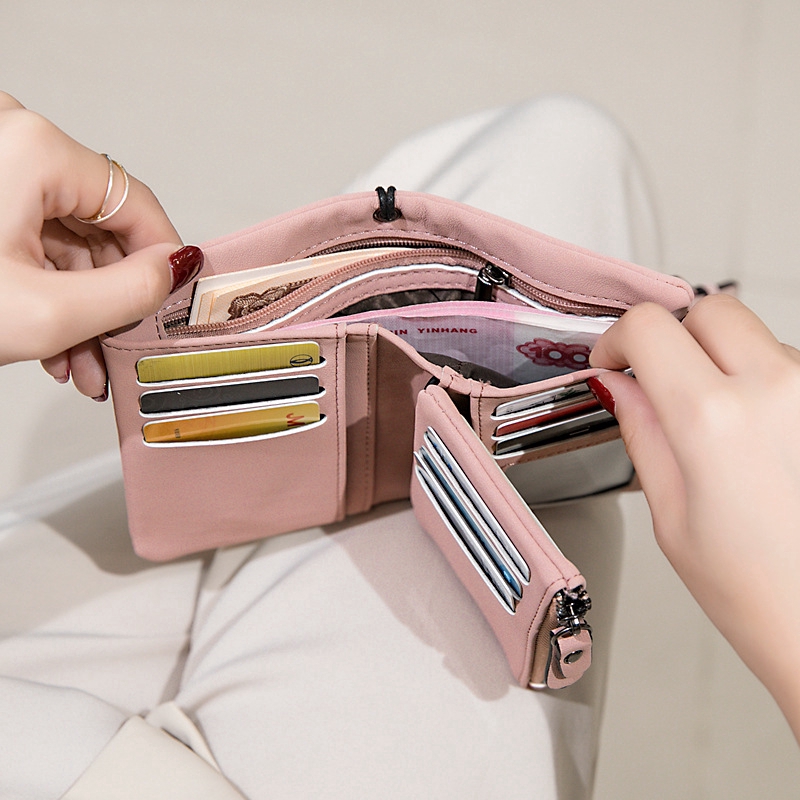 Ví da ngắn đa năng thiết kế thời trang dành cho bạn nữ