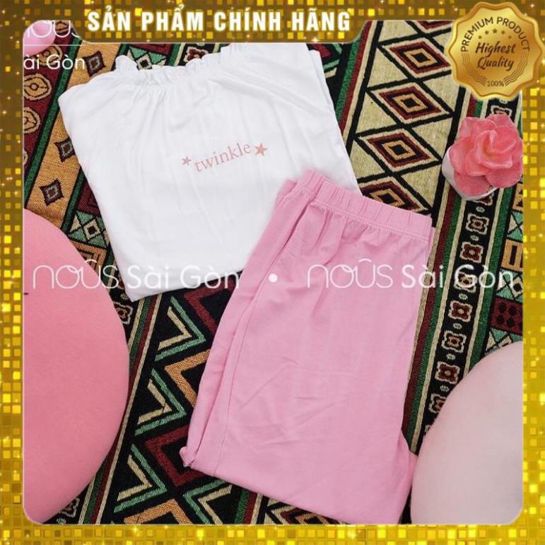 NOUSHANOI -  Bộ quần áo dài tay Nous kids pyjama trắng hồng cho bé gái ( Size Nous Kids 2Y 3Y 4Y 5Y)