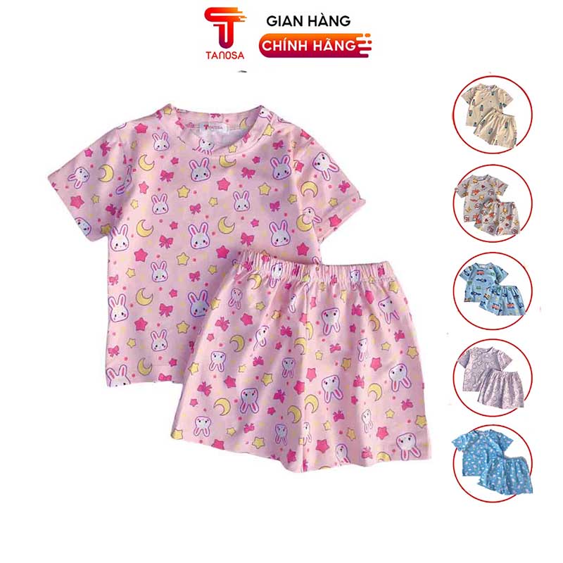 Quần áo trẻ em, Bộ cộc tay cho bé TANOSA in hình ngộ nghĩnh thun lạnh 9 - 20kg