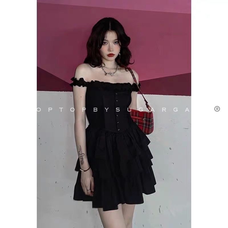 Váy trễ hở vai nhiều tầng bồng xoè babydoll - by SGGz