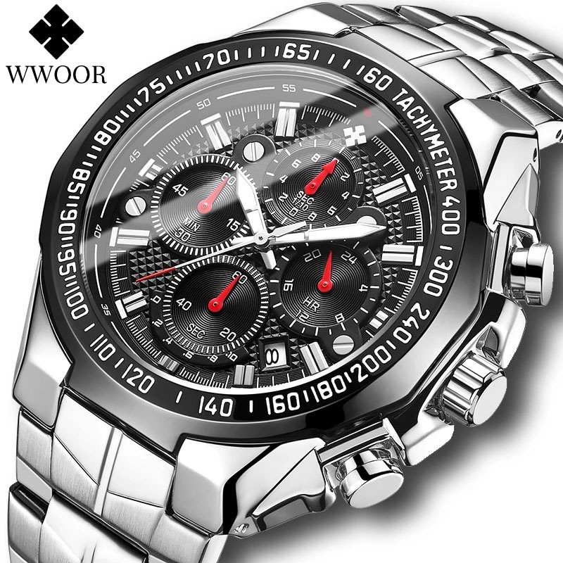 Đồng Hồ Thể Thao WWOOR Chống Thấm Nước Bằng Thép Sang Trọng Cho Nam Reloj Hombre-8868