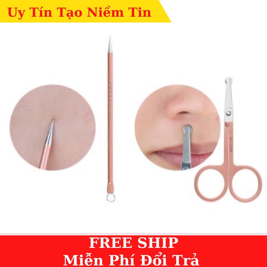Bộ kìm cắt tỉa móng tay, chân, lông mày, mũi mắt 18 chi tiết màu Hồng siêu tiện lợi