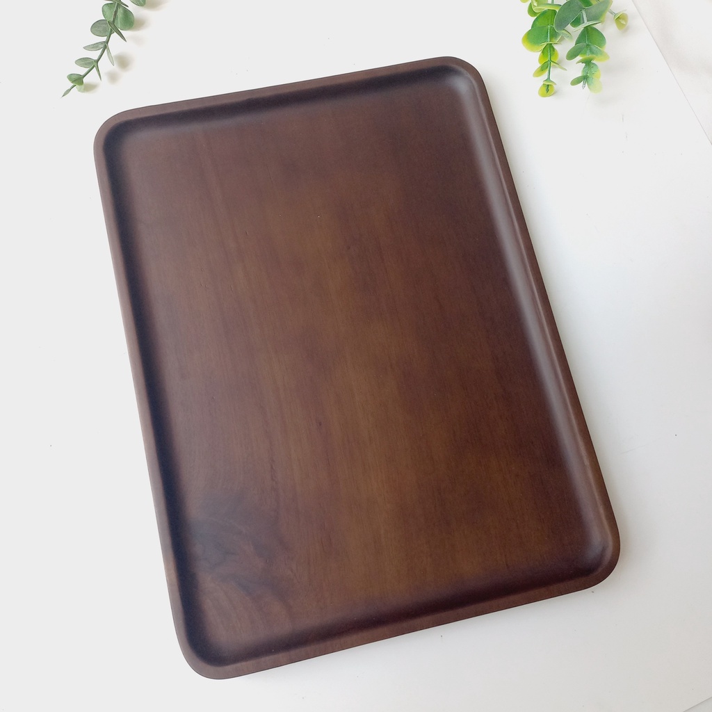 Khay Gỗ Keo Hình Chữ Nhật/Vuông Màu Sô Cô La Đựng Trà Bánh, Hoa Quả, Đồ Tráng Miệng, Khay Decor Trang Trí Vitrapro