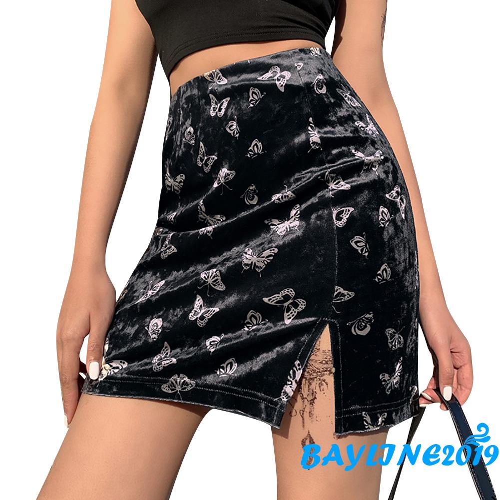 Chân Váy Xẻ Tà In Hình Bướm Thời Trang Dành Cho Nữ