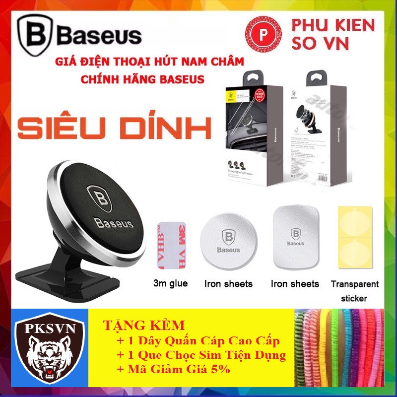 Giá Đỡ Điện Thoại Baseus SUGENT-NT0VCAO CẤPBộ Đế Giữ Điện Thoại Hít Nam Châm Gắn Xe Hơi, Xoay 360 Độ - Hàng Chính Hãng