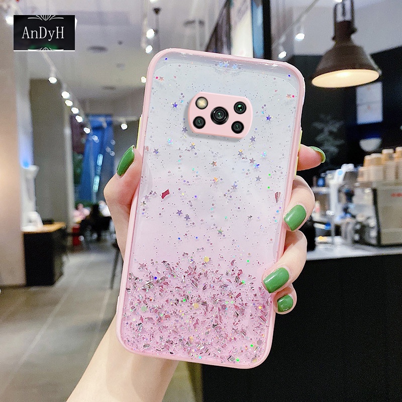 Ốp điện thoại mềm chống sốc lấp lánh cho Xiaomi Poco X3 NFC X3 Pro