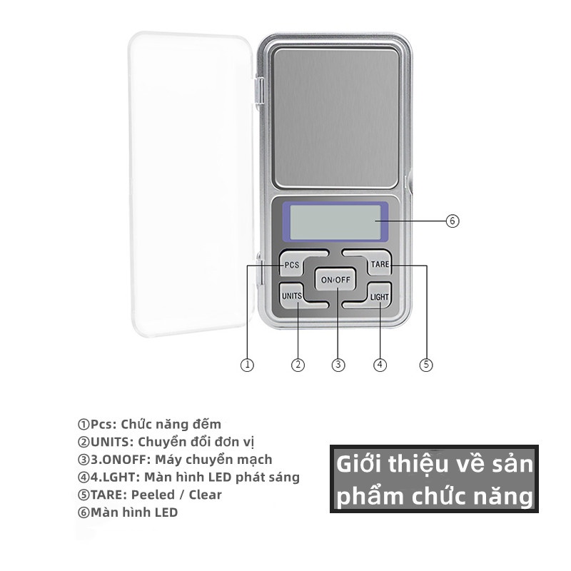 Cân Điện Tử Mini Cân điện tử Cân nhà bếp Cân tiểu li điện tử bỏ túi độ Mini chính xác cao 200g/0.01g 500g/0.01g TẶNG2PIN