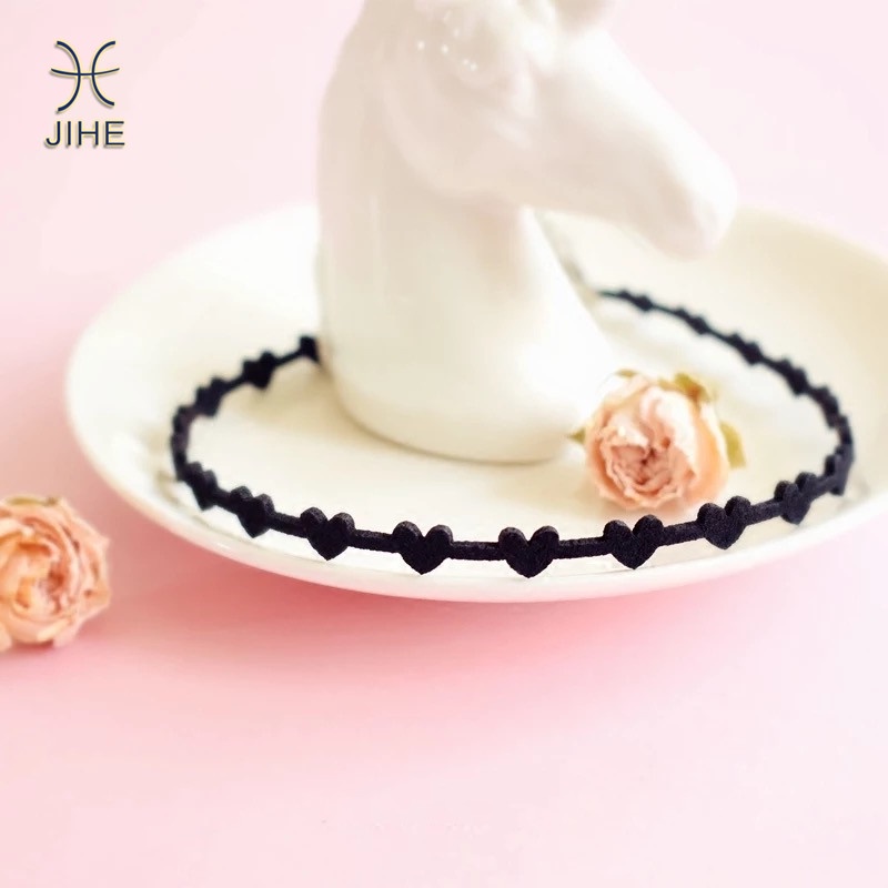 【JIHE】Choker dây chuyền mặt trái tim ba chiều phong cách Nhật Hàn thời trang