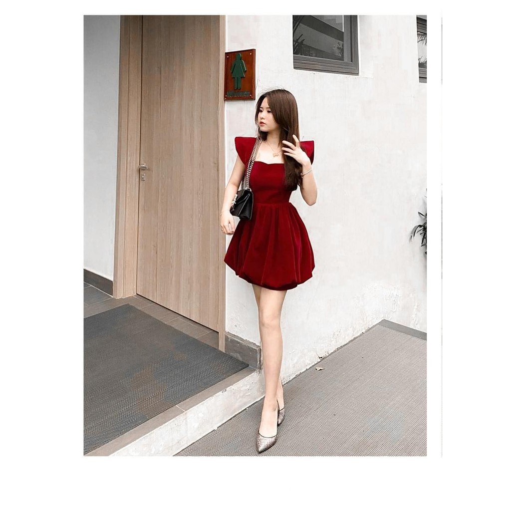 Đầm nhung đỏ, đầm noel màu đỏ đi chơi noel cực xinh xắn - Red dress