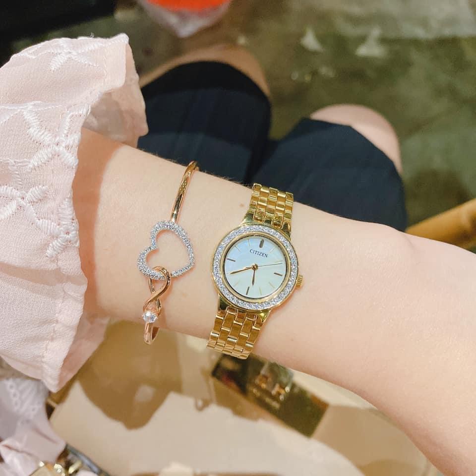 Đồng hồ nữ chính hãng Citizen Eco Drive EJ6102-64D - Máy pin - Kính khoáng