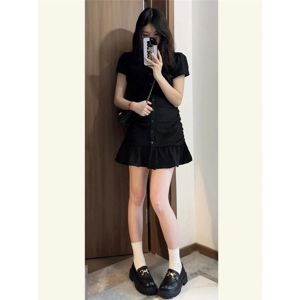 Đầm Cổ Chữ V Phối Bèo Nhún Phong Cách Pháp 65184