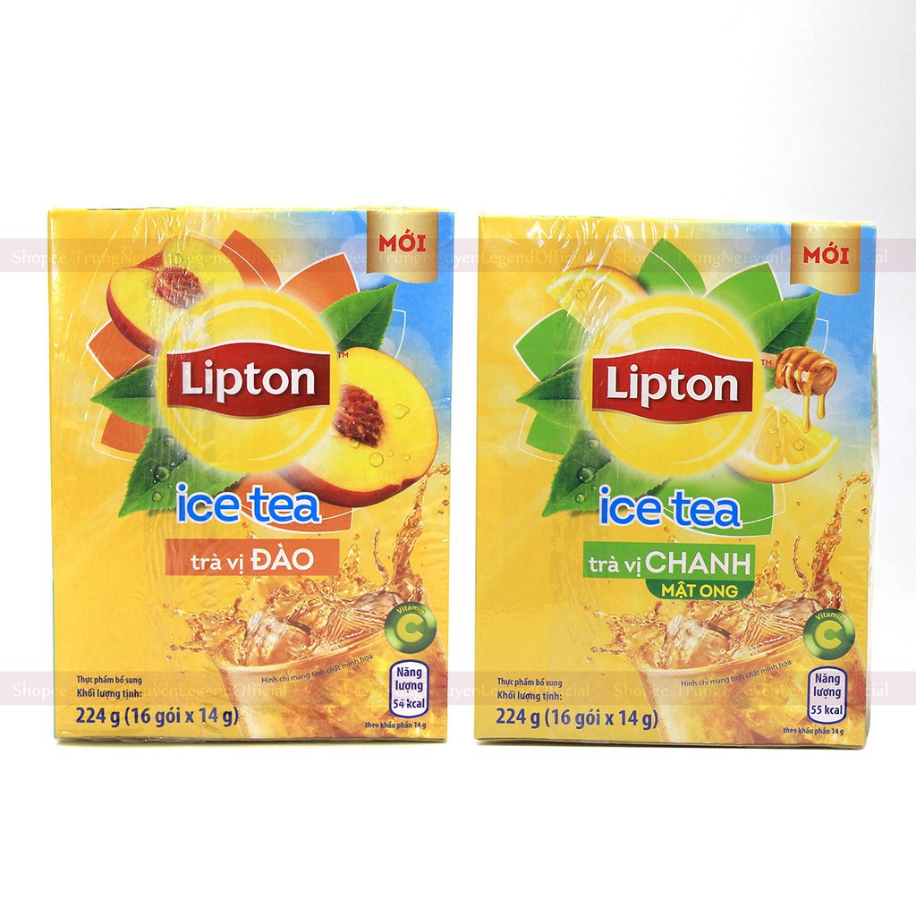Trà Lipton Ice Tea Hòa Tan Hộp Giấy 224g - Hương Đào / Hương Chanh, Mật Ong (14g x 16 gói)