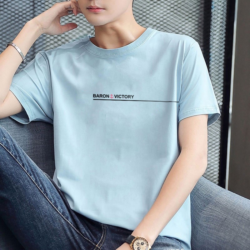 Áo Thun Cotton Tay Ngắn Cổ Tròn Dễ Phối Đồ Thời Trang Cho Nam