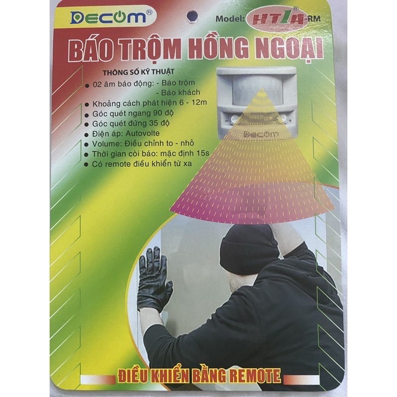 [CHÍNH HÃNG] Báo động hồng ngoại HT1A DECOM điều khiển từ xa bằng remote